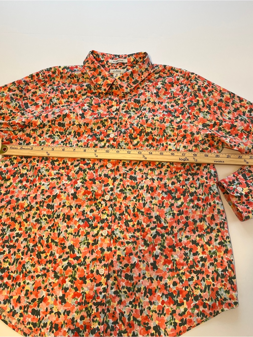 L.L. Bean women’s floral Blouse with Button size M Wrinkle Free 100% Cotton - Picture 7 of 10
